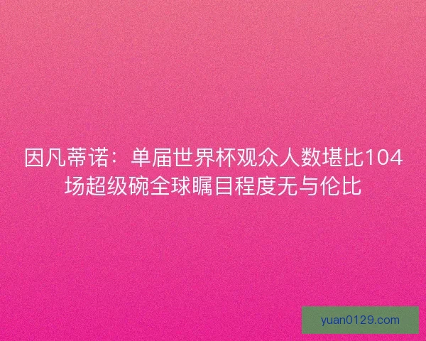 因凡蒂诺：单届世界杯观众人数堪比104场超级碗全球瞩目程度无与伦比